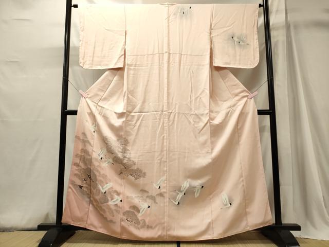 平和屋着物■訪問着 飛鶴枝松葉文 暈し染め 正絹 逸品 未使用 CABJ6894oy