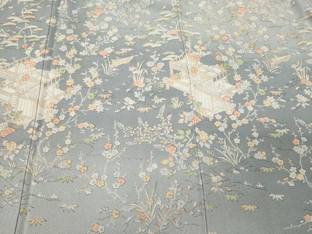 平和屋着物■訪問着 草花風景文 暈し染め 正絹 逸品 CABJ6901oy