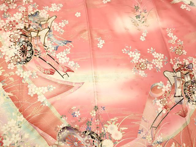 平和屋着物■豪華振袖 駒刺繍 御所車舞花文 暈し染め 金彩 正絹 逸品 CABJ6903oy