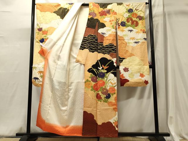 平和屋着物■豪華振袖 駒刺繍 雲取り花文 金彩 正絹 逸品 CABJ6906oy