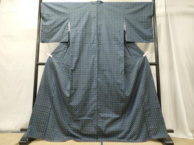 平和屋着物■上質な紬 絣文様 正絹 逸品 未使用 CABJ6914oy