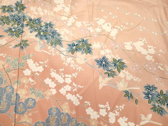 平和屋着物■訪問着 飛鳥枝花文 暈し染め 正絹 逸品 CABJ6915oy