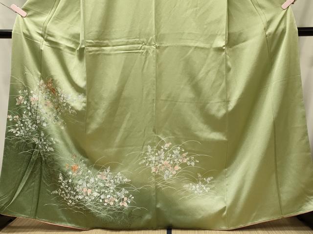 平和屋着物■中国三大刺繍 スワトウ刺繍 訪問着 扇面草花文 暈し染め 金糸 正絹 逸品 未使用 CABJ6917oy
