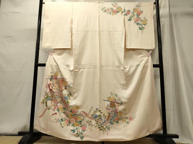 平和屋着物■訪問着 刺繍 几帳草花文 正絹 逸品 CABJ6921oy