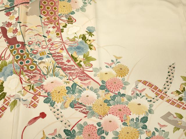 平和屋着物■訪問着 刺繍 几帳草花文 正絹 逸品 CABJ6921oy