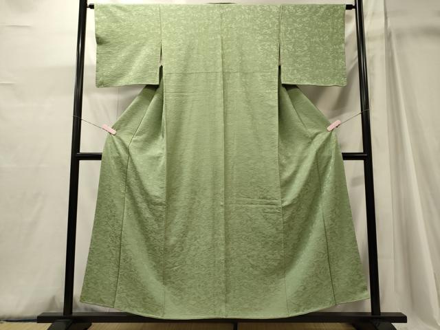 平和屋着物■上質な色無地 草木地紋 苗色 正絹 逸品 未使用 CABJ6933oy