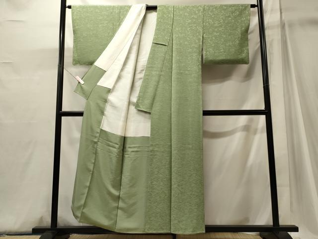 平和屋着物■上質な色無地 草木地紋 苗色 正絹 逸品 未使用 CABJ6933oy