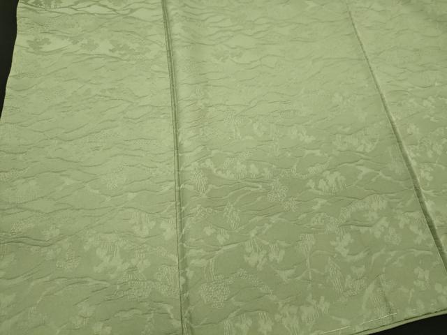 平和屋着物■上質な色無地 草木地紋 苗色 正絹 逸品 未使用 CABJ6933oy