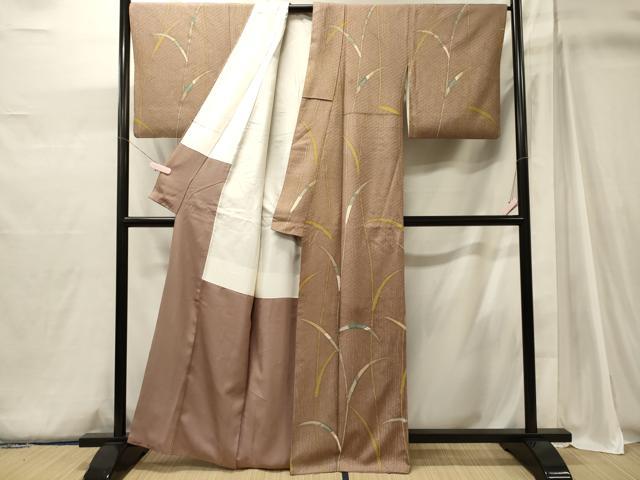 平和屋着物■上質な小紋 草葉文 金彩 正絹 逸品 CABJ6934oy