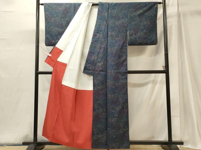 平和屋着物■上質な紬 草花文 正絹 逸品 CABJ6944oy