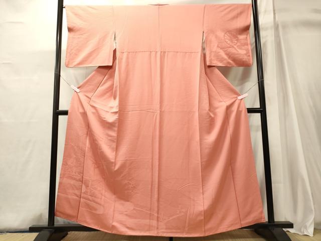 平和屋着物■訪問着 吉祥人物地紋 珊瑚朱色 正絹 逸品 CABJ6963oy