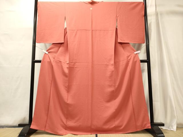 平和屋着物■上質な色無地 鉛丹色 正絹 逸品 CABJ6964oy