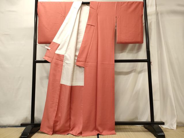 平和屋着物■上質な色無地 鉛丹色 正絹 逸品 CABJ6964oy