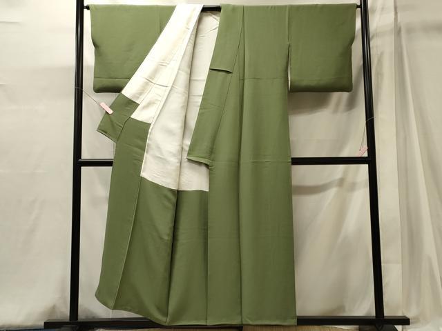 平和屋着物■上質な色無地 草色 正絹 逸品 CABJ6971oy