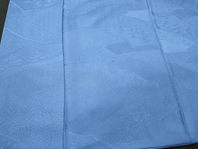 平和屋着物■上質な色無地 吉祥地紋 薄群青色 正絹 逸品 CABJ6983oy