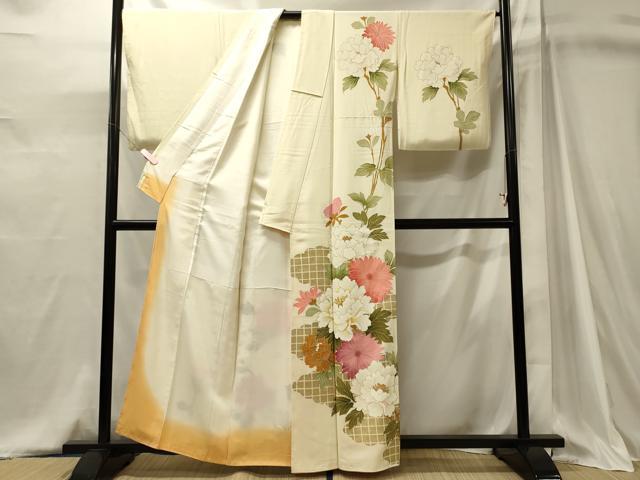 平和屋着物■訪問着 刺繍 草花文 金彩 正絹 逸品 CABJ6986oy