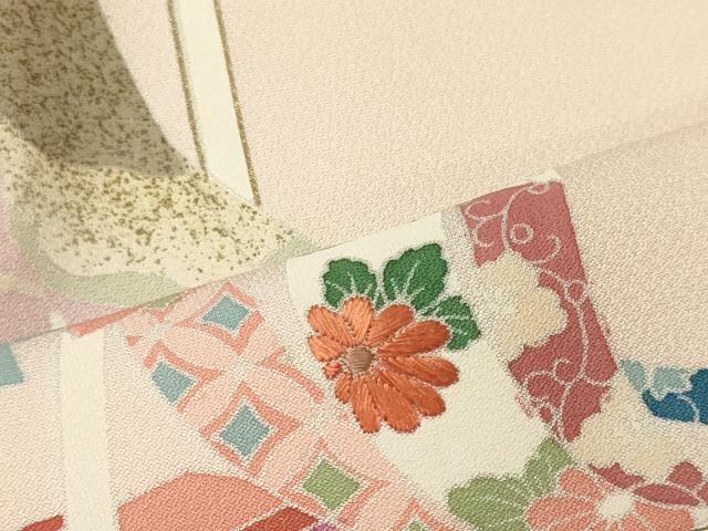 平和屋着物■訪問着 刺繍 誰が袖草花文 金銀彩 正絹 逸品 CABJ6987oy