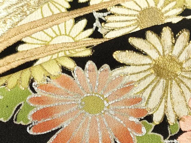 平和屋着物■豪華黒留袖 刺繍 尾長鳥花文 金銀彩 正絹 逸品 CABJ7004oy