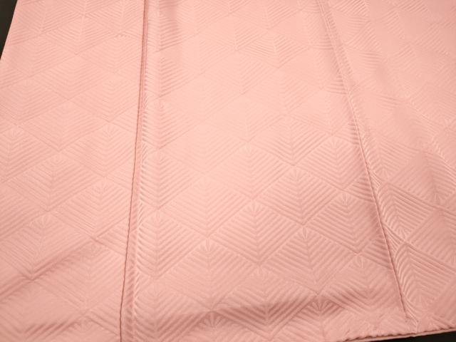 平和屋着物■上質な色無地 菱松葉地紋 紅梅色 正絹 逸品 CABJ7013oy