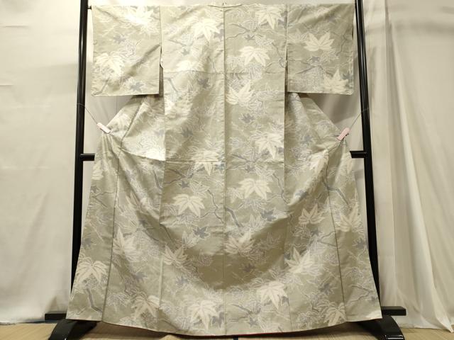 平和屋着物■上質な紬 枝葉文 正絹 逸品 未使用 CABJ7016oy