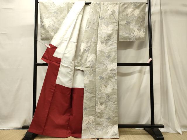 平和屋着物■上質な紬 枝葉文 正絹 逸品 未使用 CABJ7016oy