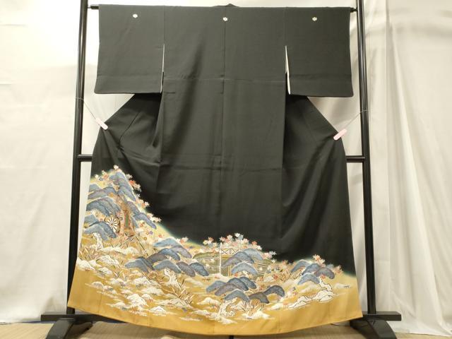 平和屋着物■豪華黒留袖 御所車笠松文 暈し染め 金彩 正絹 逸品 CABJ7026oy