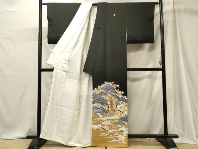 平和屋着物■豪華黒留袖 御所車笠松文 暈し染め 金彩 正絹 逸品 CABJ7026oy