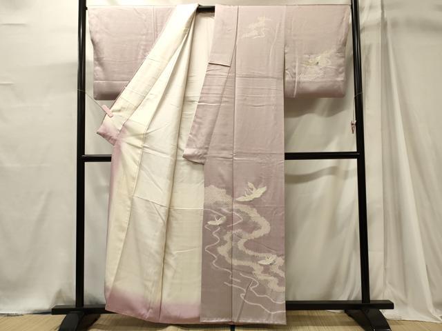 平和屋着物■訪問着 刺繍 飛鶴文 銀彩 正絹 逸品 CABJ7027oy
