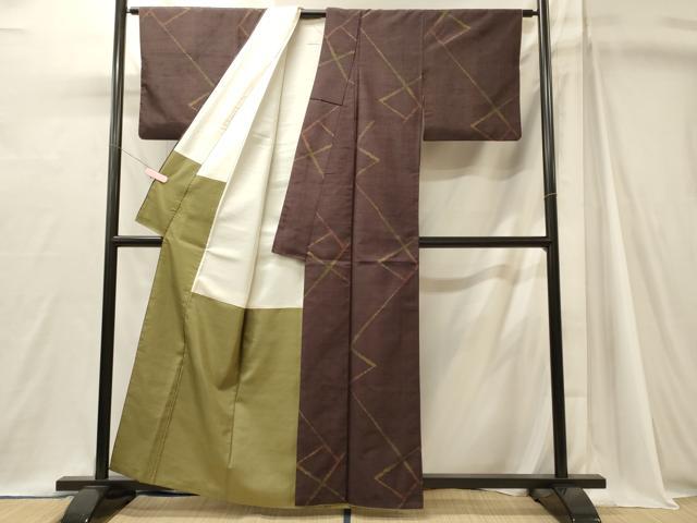 平和屋着物■上質な紬 幾何学文 正絹 逸品 CABJ7036oy