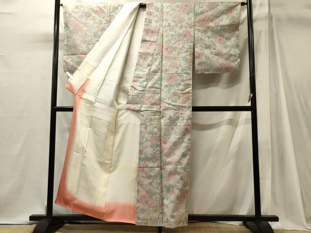 平和屋着物■上質な紬 花唐草舞蝶文 正絹 逸品 CABJ7051oy