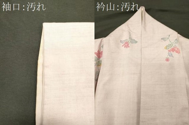 平和屋着物■上質な小紋 友禅 紬地 草花文 正絹 逸品 CABJ7056oy