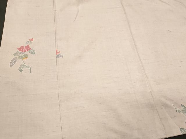 平和屋着物■上質な小紋 友禅 紬地 草花文 正絹 逸品 CABJ7056oy