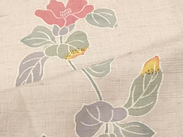 平和屋着物■上質な小紋 友禅 紬地 草花文 正絹 逸品 CABJ7056oy