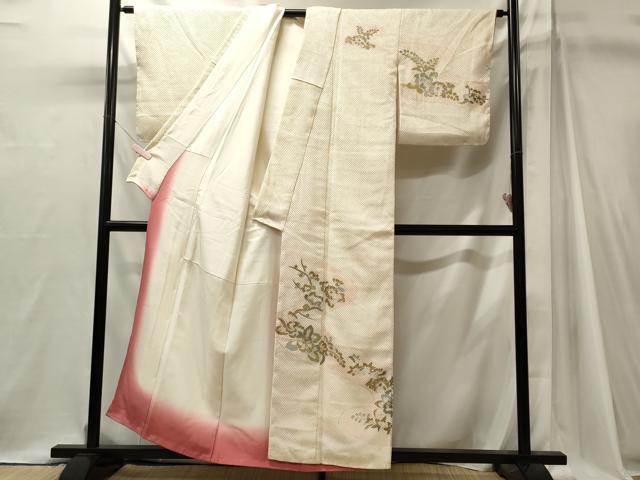 平和屋着物■訪問着 手描き 総絞り 草花文 金銀彩 正絹 逸品 未使用 CABJ7065oy