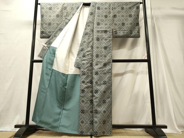 平和屋着物■上質な紬 菱文 正絹 逸品 CABJ7077oy