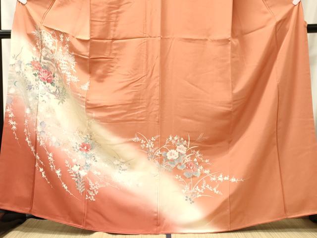 平和屋着物■訪問着 草花文 暈し染め 金銀彩 正絹 逸品 CABJ7086oy