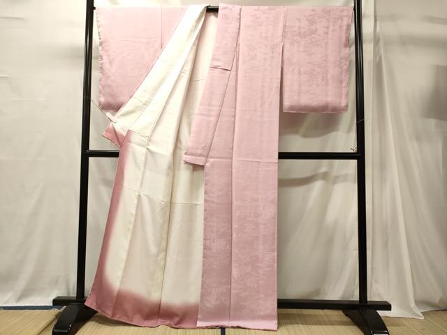 平和屋着物■上質な色無地 人物風景地紋 撫子色 正絹 逸品 未使用 CABJ7109oy