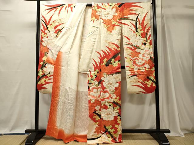 平和屋着物■豪華振袖 駒刺繍 草花文 金彩 正絹 逸品 CABJ7115oy