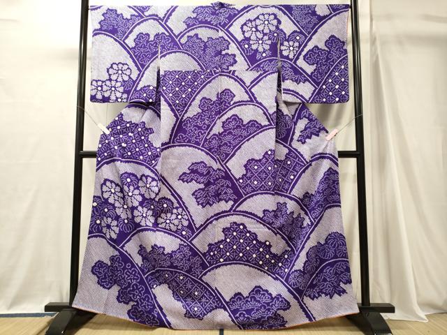 平和屋着物■上質な小紋 総絞り 舞花文 正絹 逸品 CABJ7116oy