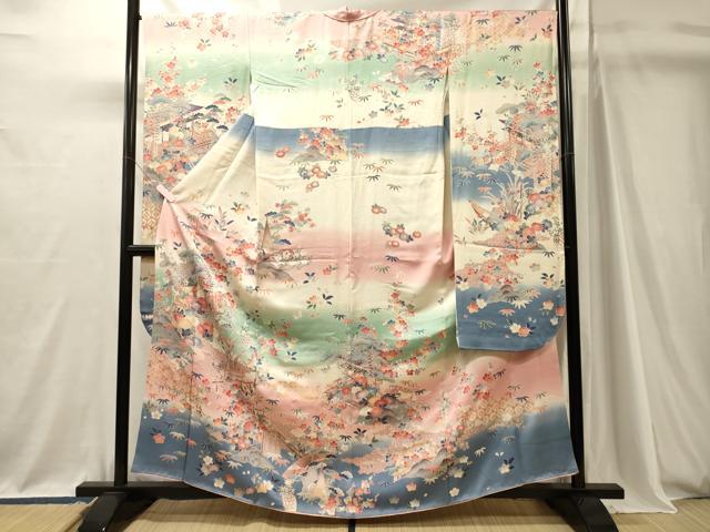 平和屋着物■豪華振袖 風景草花文 暈し染め 金彩 正絹 逸品 CABJ7124oy