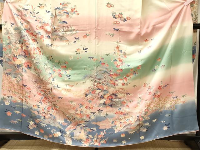 平和屋着物■豪華振袖 風景草花文 暈し染め 金彩 正絹 逸品 CABJ7124oy