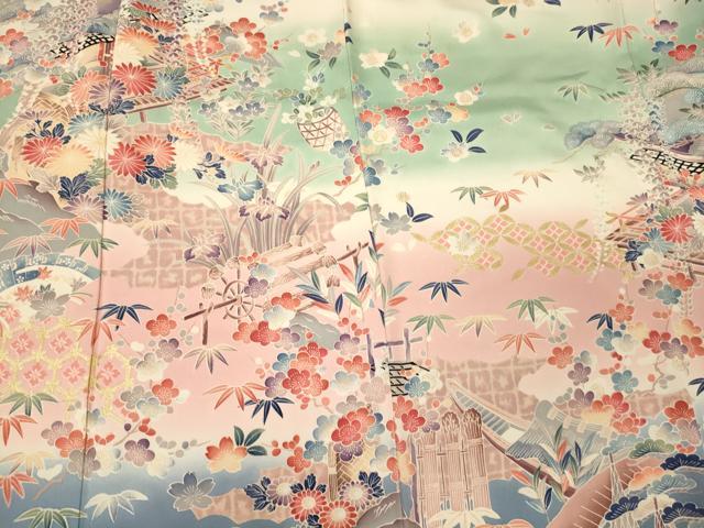 平和屋着物■豪華振袖 風景草花文 暈し染め 金彩 正絹 逸品 CABJ7124oy
