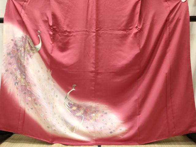 平和屋着物■訪問着 孔雀舞花文 暈し染め 金銀彩 正絹 逸品 CABJ7132oy