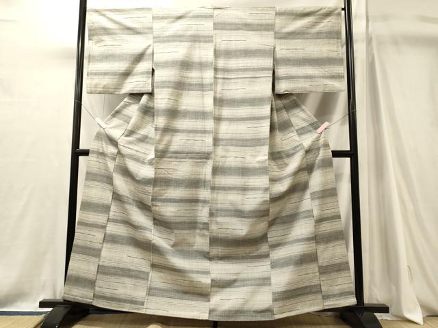 平和屋着物■上質な紬 横段文 正絹 逸品 CABJ7147oy