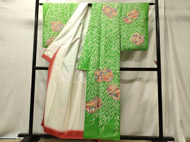平和屋着物■訪問着 吉祥草花文 毬 正絹 逸品 CABJ7166oy