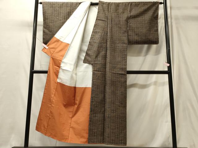 平和屋着物■上質な紬 幾何学文 正絹 逸品 未使用 CABJ7186oy