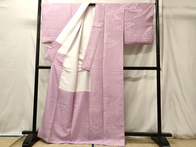 平和屋着物■上質な色無地 雲取り草花地紋 紅藤色 正絹 逸品 CABJ7187oy