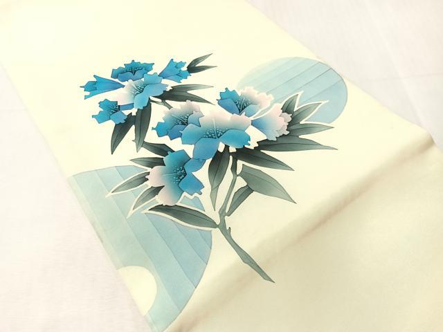 平和屋着物●塩瀬 九寸開き名古屋帯 作家物 ろうけつ染め 草花文 正絹 逸品 CABJ7205vp