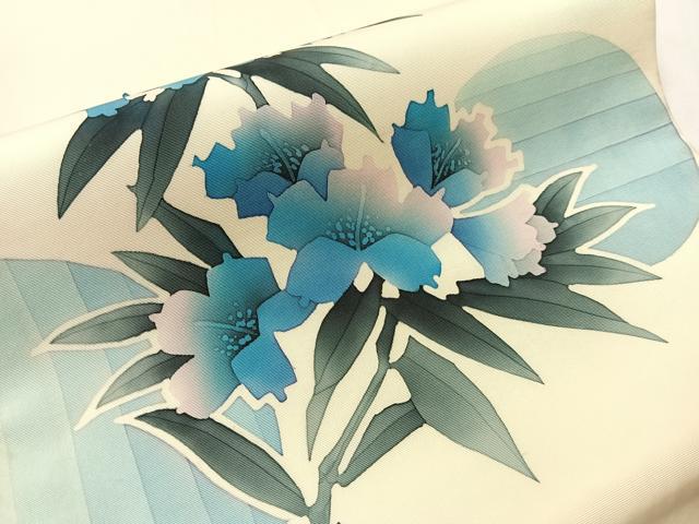 平和屋着物●塩瀬 九寸開き名古屋帯 作家物 ろうけつ染め 草花文 正絹 逸品 CABJ7205vp