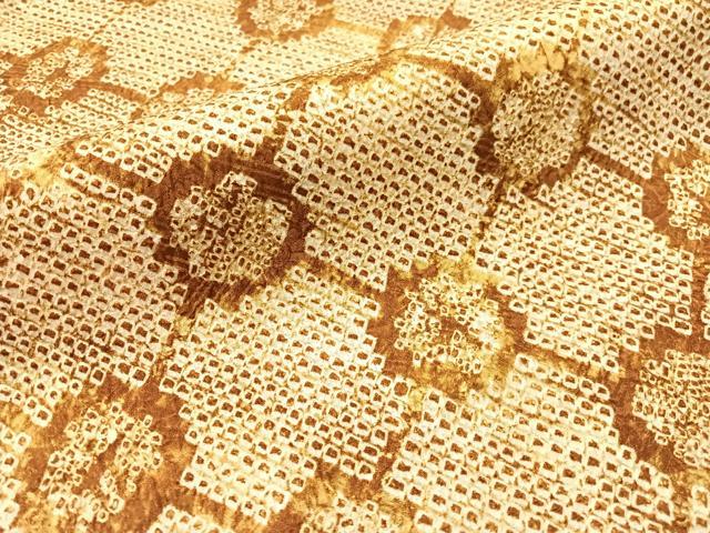 平和屋着物●九寸名古屋帯 総絞り 格子花文 正絹 逸品 CABJ7210vp